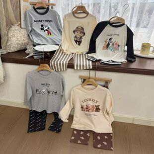 彤蓓佳25新款儿童纯棉加厚家居服男女童棉毛睡衣套装