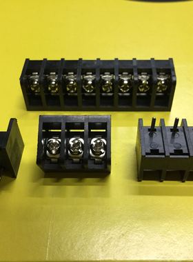 栅栏式接线端子HB635-2P3P4P6P8P10P间隔6.35MM黑色带靠背10A300V