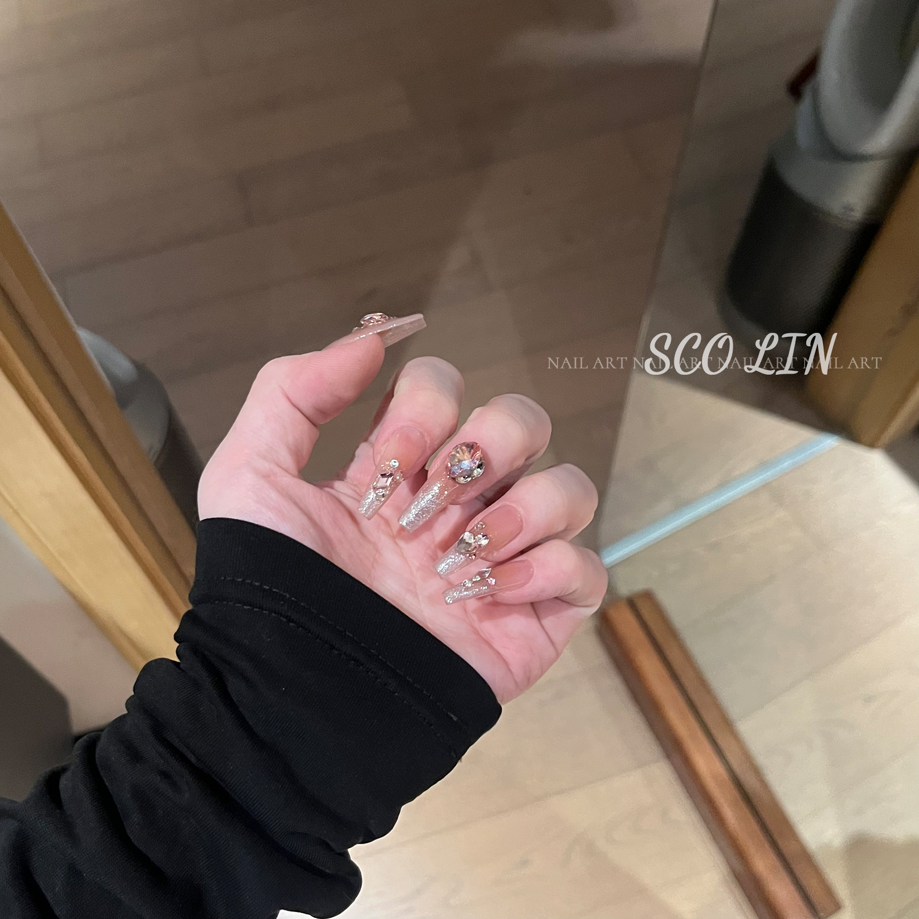 甜心粉嫩少女超长芭蕾手工穿戴甲