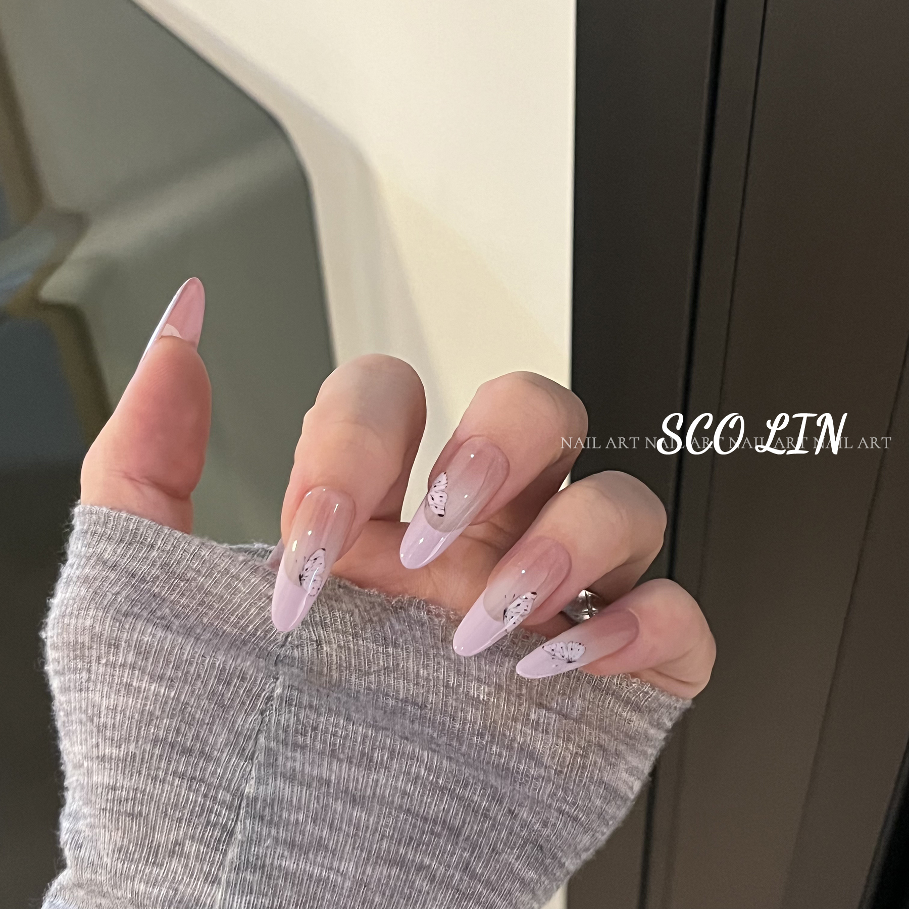 手工定制美甲长椭圆穿戴甲