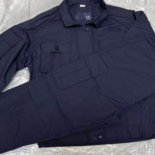 网格训练蓝黑色作训服保安执勤夏季长袖藏蓝冬季工作服作训套装