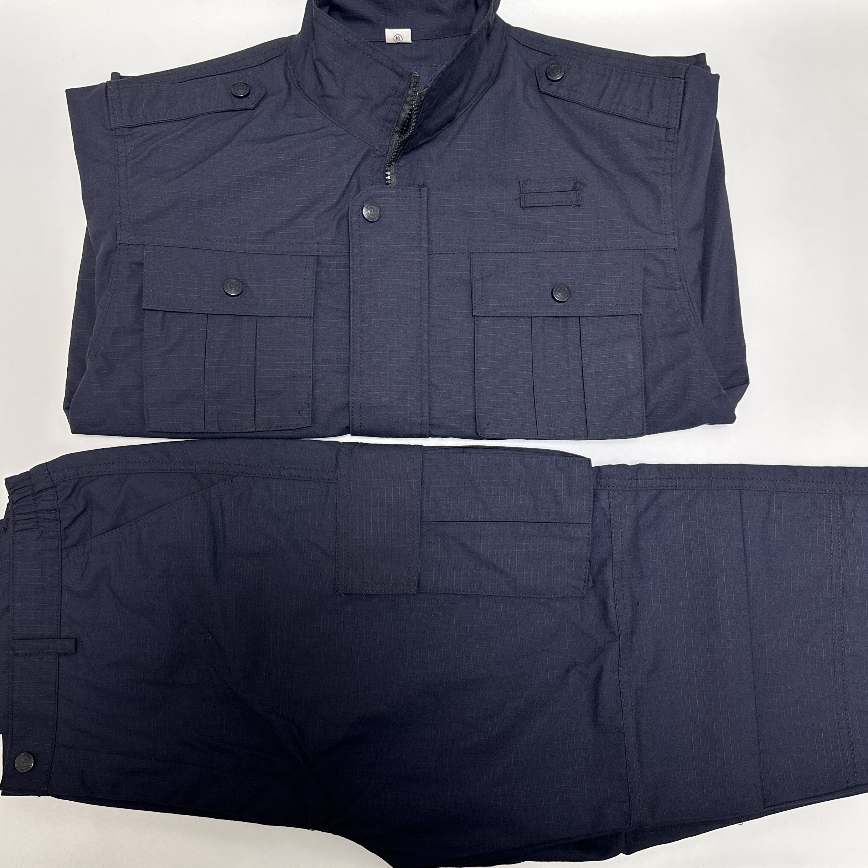 作训服网格布藏青偏黑色保安长袖耐磨物业工作夹克作训服套装冬季