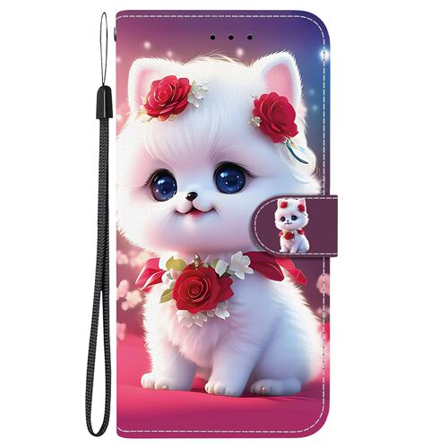玫瑰花猫适用iPhone17air/16E/15/14/13/12promax苹果11/xr/xsmax翻盖手机壳6s皮套7/8plus