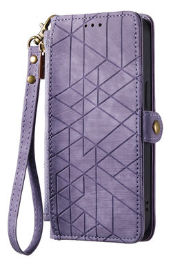 线条拉链钱包适用iPhone16/15/14/13/12promax苹果11/XR/xsmax防摔翻盖手机壳6s皮套7/8plus