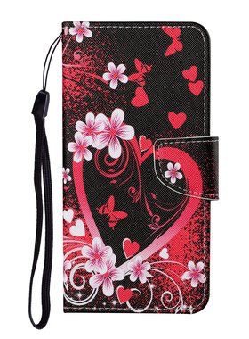 红色爱心适用iPhone16/15/14/13/12/11promax/xr翻盖手机壳6s皮套78plus