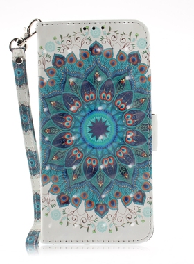 孔雀花圈适用iPhone16/15/14/13/12/11promax/xr翻盖手机壳6s皮套78plus