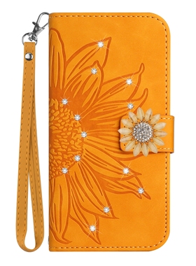 太阳花适用iPhone17air/16/15/14/13/12/11promax贴钻XR翻盖手机壳皮套678plus