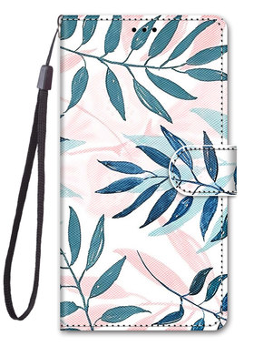 粉绿针叶适用iPhone16/15/14/13/12/11promax/xr翻盖手机壳6s/7G/8G皮套