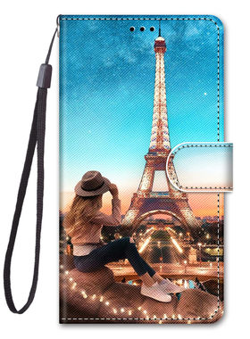 铁塔女孩适用iPhone11pro/xsmax苹果xr/se2翻盖手机壳6s皮套7G/8G