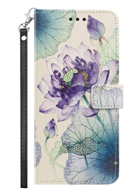 紫色荷花适用iPhone17air/16/15/14plus/13/12promax苹果11promax翻盖手机壳6S皮套7/8plus