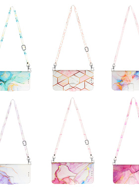 大理石适用iphone17air/16/15/14/13/12/11promax斜挎xr翻盖手机壳678plus皮套