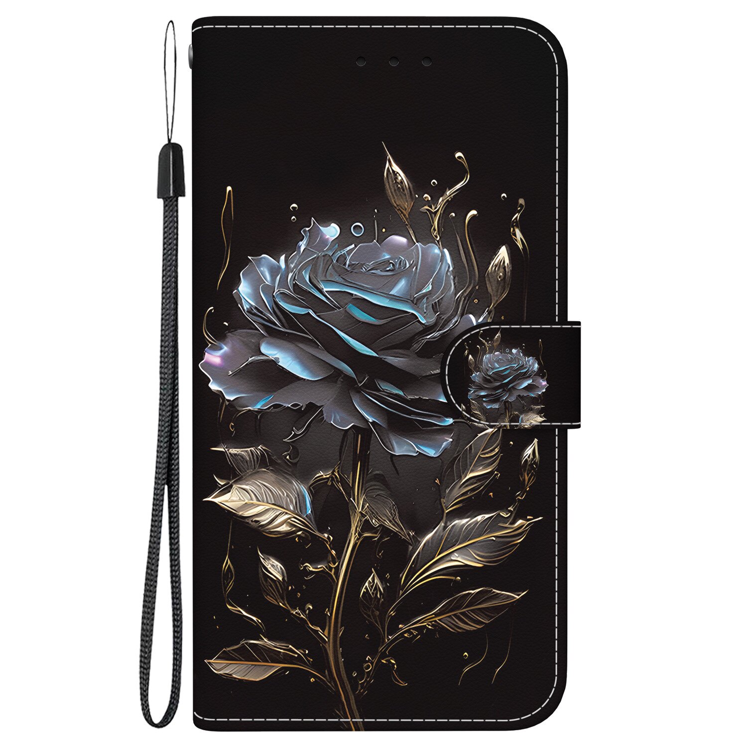 黑色玫瑰适用iphone17/16/15/14/13/12/11promax苹果XR/xsmax/mini翻盖手机壳6s皮套7/8plus