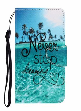 蓝色椰林适用iPhone14/13/12/11promax/xr翻盖手机壳6s皮套78plus