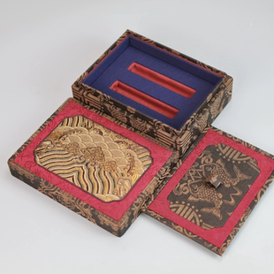 麻布印章锦盒对章锦盒印石盒子玉石印章盒书画篆刻包装