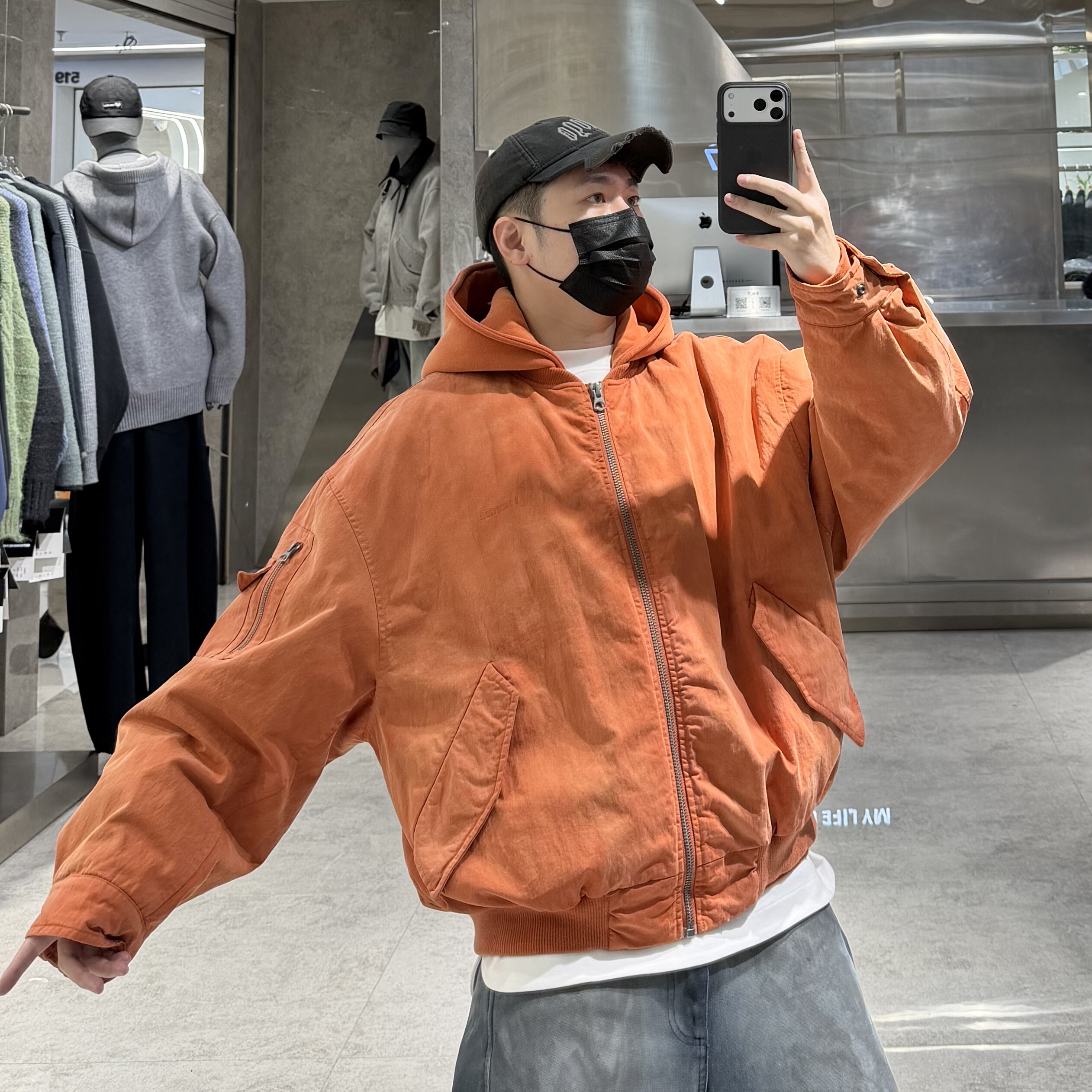 潮牌冬季棉服男美式真两件可脱卸穿宽松青年痞帅保暖棒球服外套潮