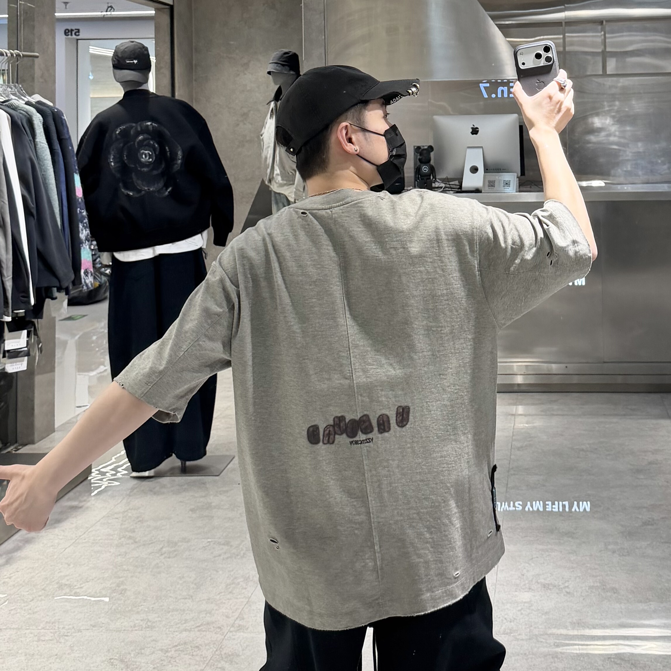 潮牌26春夏重磅短袖T恤男ins美式复古做旧破洞印花宽松青年半袖T,男装,T恤,淘宝优惠券,粉丝福利购,淘宝优惠卷