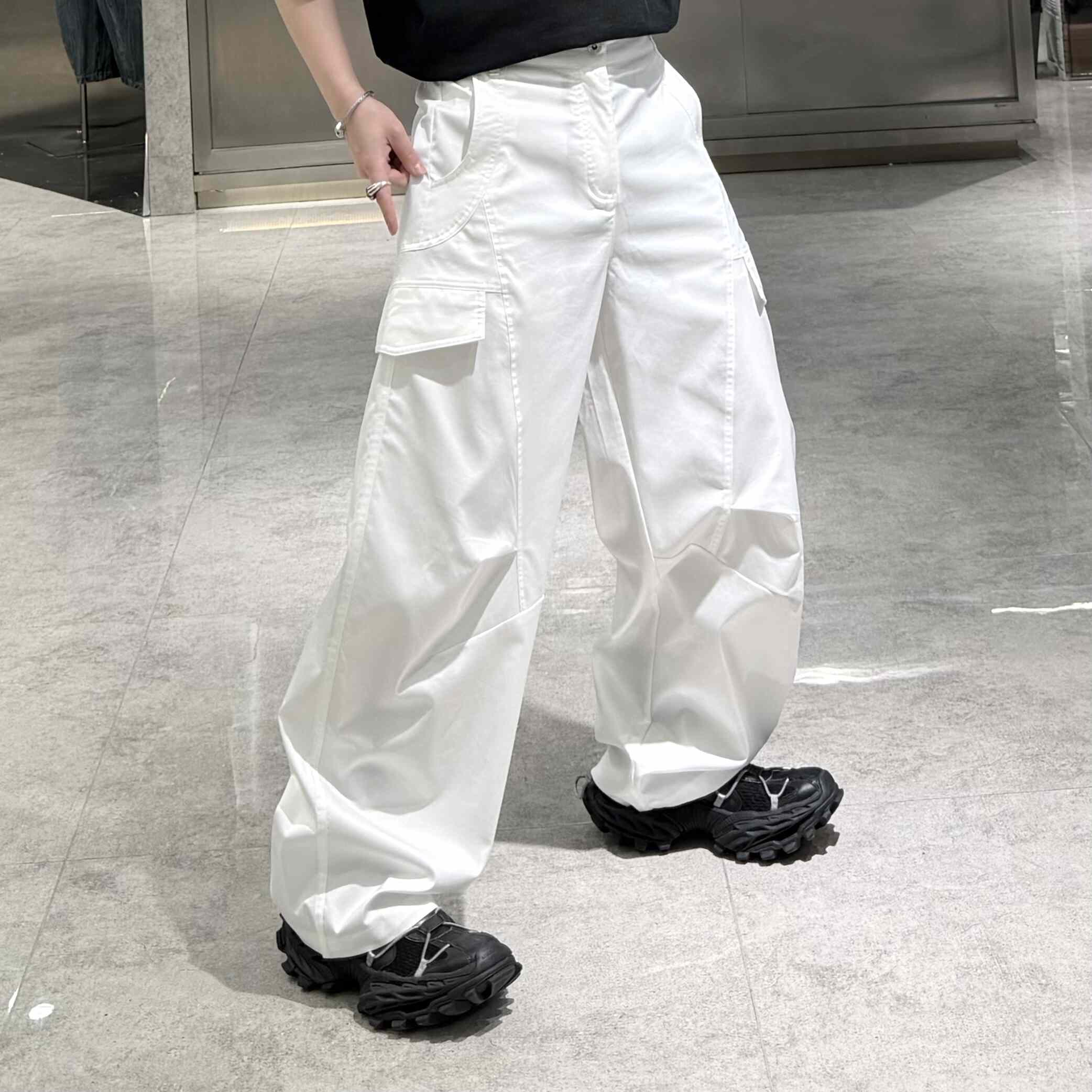 潮牌夏季薄款直筒休闲裤男韩版纯色工装口袋宽松青年百搭阔腿裤潮