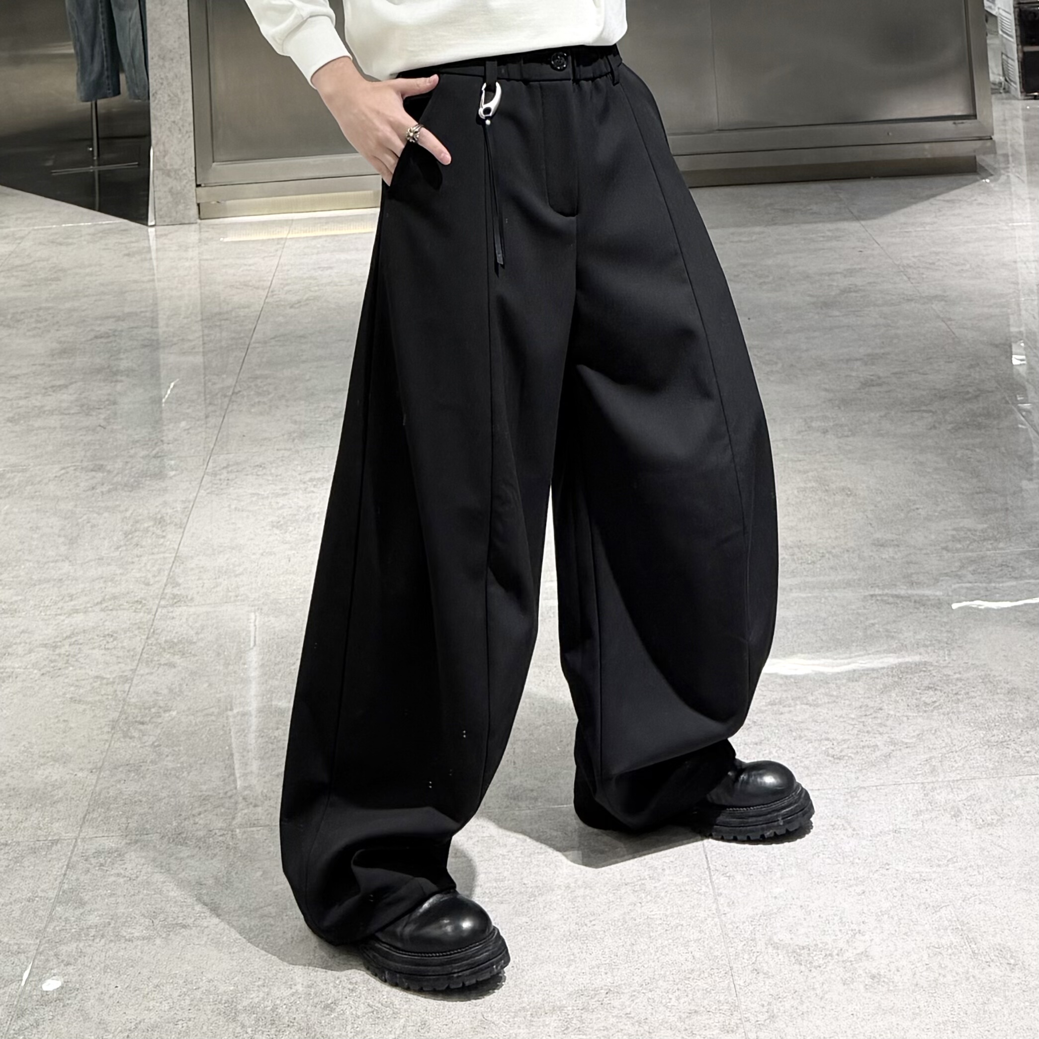 潮牌冬季加绒直筒西裤男ins韩版结构纯色宽松青年垂感保暖阔腿裤,男装,休闲裤,淘宝优惠券,粉丝福利购,淘宝优惠卷