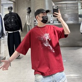 潮牌26马年限定春夏重磅短袖 T恤男ins国潮生肖马宽松青年情侣半袖