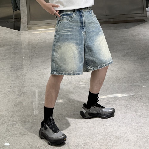 潮牌夏季牛仔裤短裤男ins美式复古水洗宽松青年帅气百搭五分裤潮