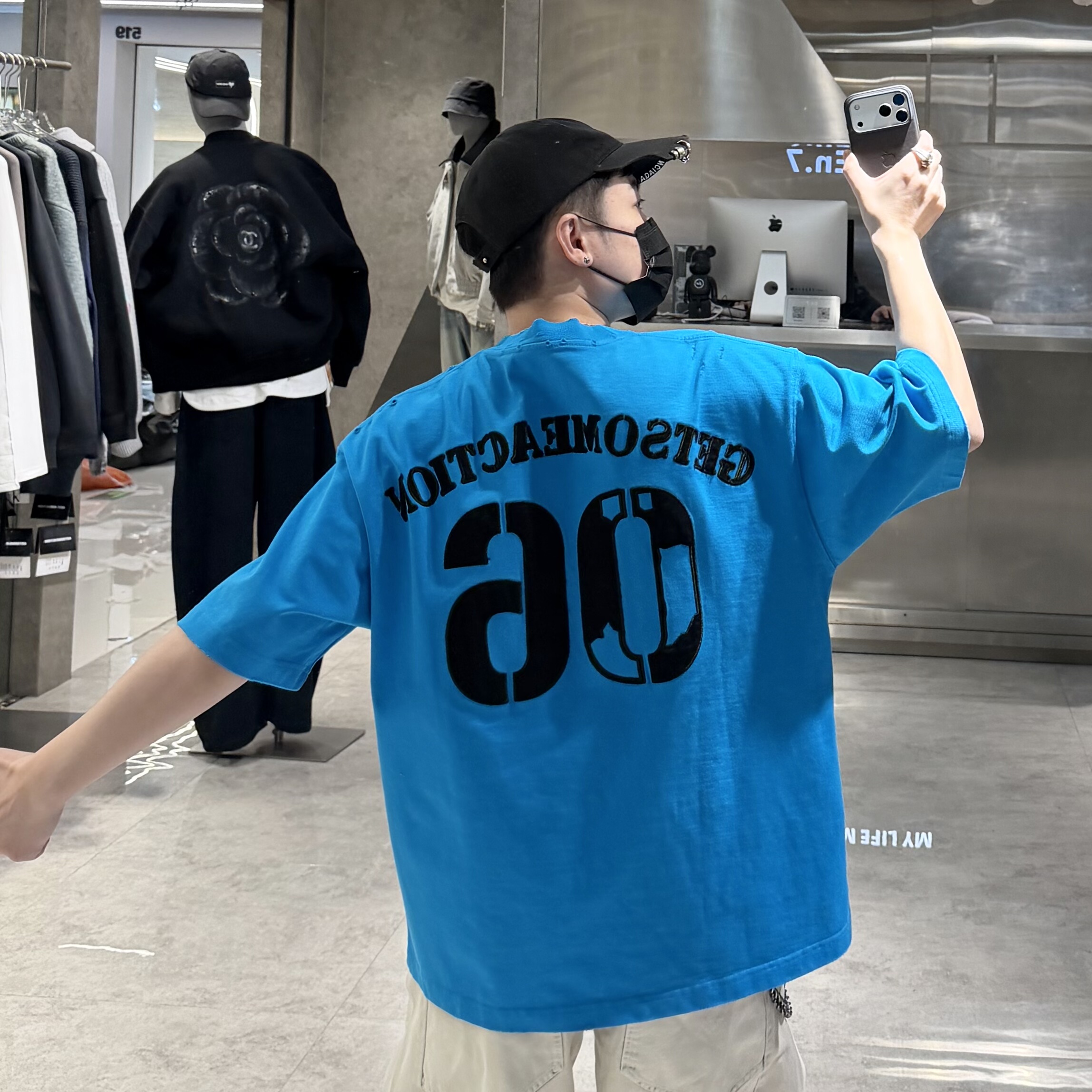 潮牌26春夏重磅短袖T恤男ins美式后背字母刺绣宽松青年情侣半袖T,男装,T恤,淘宝优惠券,粉丝福利购,淘宝优惠卷