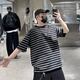 条纹撞色破洞宽松青年帅气半袖 潮牌26春夏重磅短袖 T恤男ins韩版