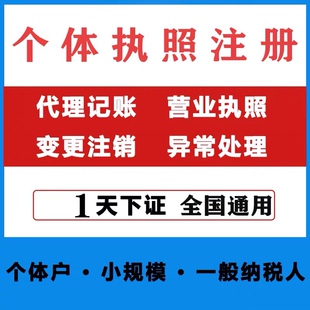 全国个体户营业执照代办理电商认证个人公司工商注册抖音企业湖南