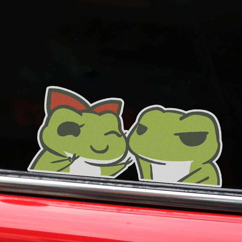 旅行的青蛙卡通汽车贴纸搞笑个性创意车身划痕图文贴