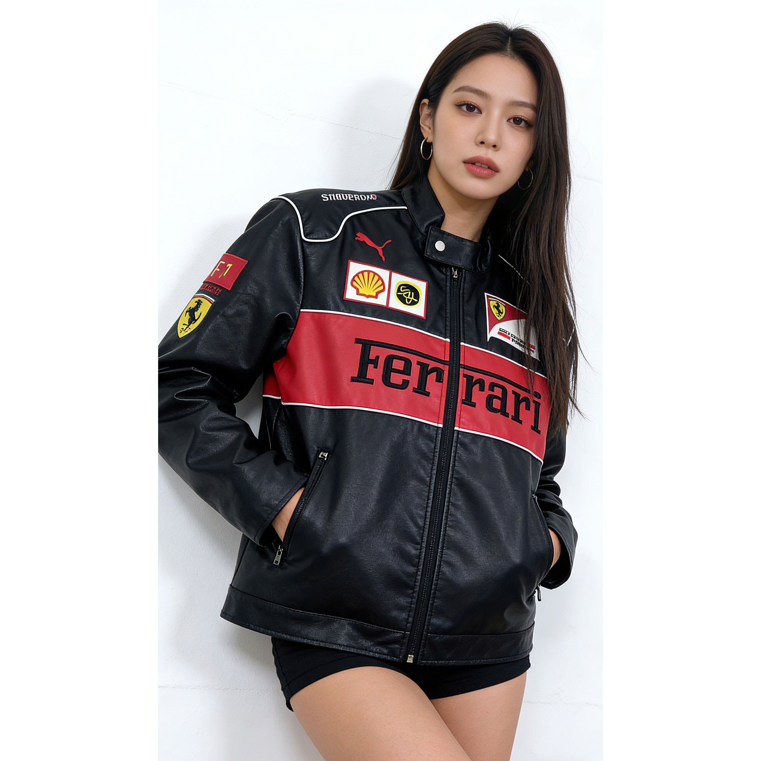 F1刺绣赛车服法拉利青少年联名立领拉链男女同款外穿夹克外套