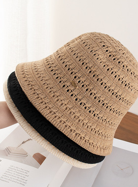 帽子女春夏透气编织水桶帽修饰脸型遮阳帽户外百搭渔夫帽遮阳帽