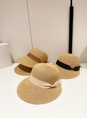 韩版草编马术帽女夏季出游时尚防晒鸭舌帽子百搭宽檐显脸小