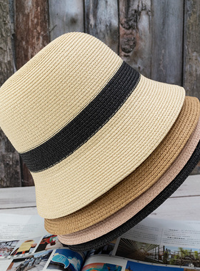 素颜拼色水桶草帽女日系时尚个性防晒小檐韩版渔夫帽子潮钟型帽