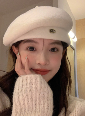 【我的头不圆】澳洲羊毛呢贝雷帽子女秋冬款大头围画家帽显脸小潮