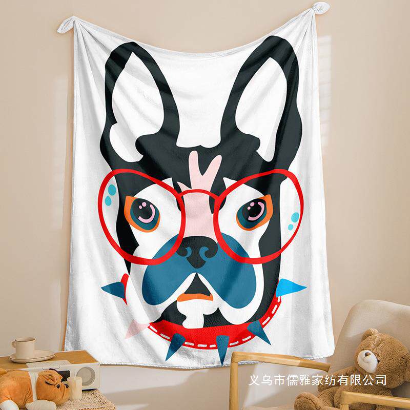 法兰绒毛毯午睡休闲毯夏季空调珊瑚绒毯子卡通狗双面绒床单盖毯