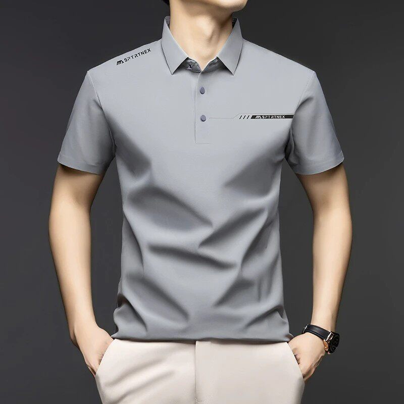 思遇精品服饰男装夏季新款男士高档桑蚕丝POLO衫商务休闲时尚短a7