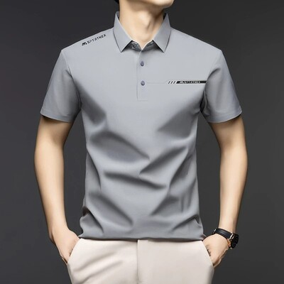 思遇精品服饰男装夏季新款男士高档桑蚕丝POLO衫商务休闲时尚短a7