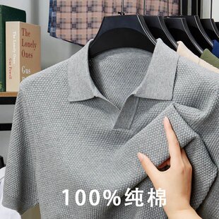 polo衫 新款 梦鲸牧岚高档男士 夏季 百搭翻领Ta90 肌理感V领短袖 时尚