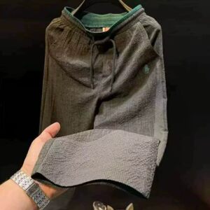 点击率男裤高端品质老钱风凉感休闲裤男夏季高端抽绳宽松直筒长a2