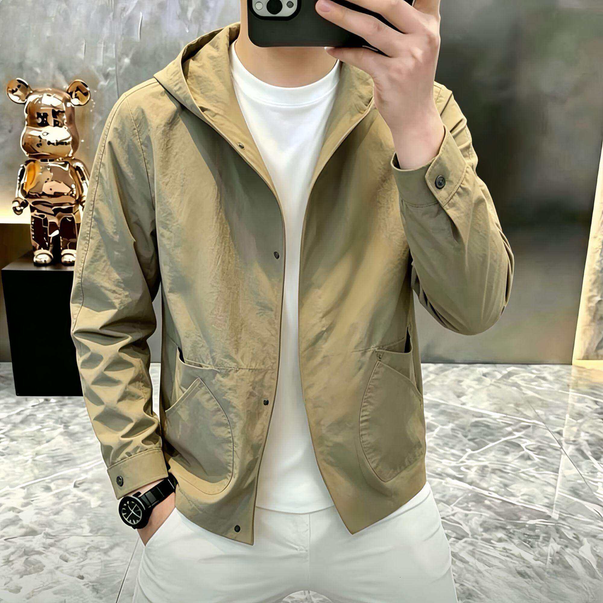卡尔精品服饰男装春夏连帽百搭休闲夹克外套男士薄款高级感防晒a7