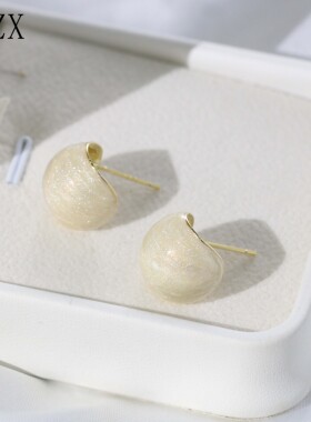 滴釉白色半圈耳环轻奢耳饰