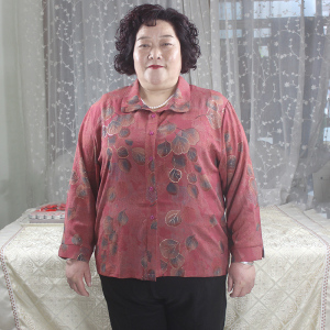 春夏季透气大码中老年胖妈妈衬衫衬衣开衫长袖女装奶奶200斤女士