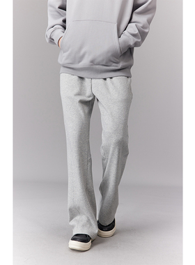 ANYWEAR 冬季420g重磅刀割解构纯色修身百搭显瘦微喇直筒裤卫裤男