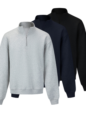 ANYWEAR 结构立领350g空气层上衣简约气质半拉链微弹抗皱卫衣