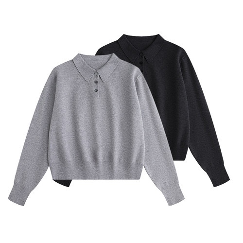 ANYWEARSTU莫代尔Polo领针织衫