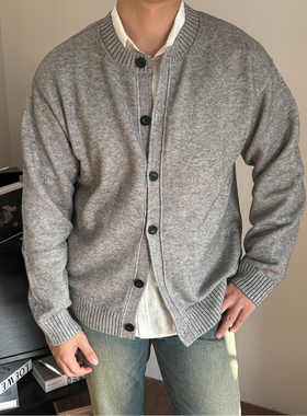 ANYWEAR 混纺开衫纽扣针织外套冬季cleanfit气质圆领显瘦短款毛衣