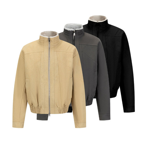 ANYWEARSTU仿兔毛立领座山雕棉服