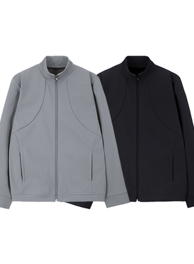 ANYWEAR 立领抓绒分割结构剪裁外套秋冬简约廓形显瘦运动短款夹克