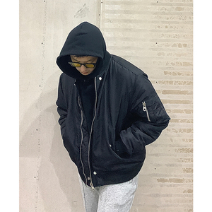 ANYWEAR 羽绒棉结构分割飞行员夹克男冬季宽松cleanfit棒球领棉服