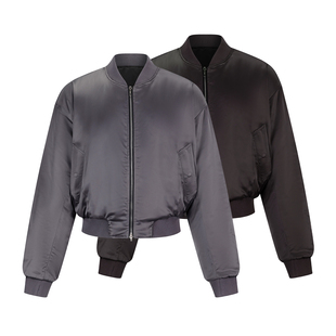 秋冬缎面肌理感boxy廓形夹克bomber男女百搭中性ANYWEAR