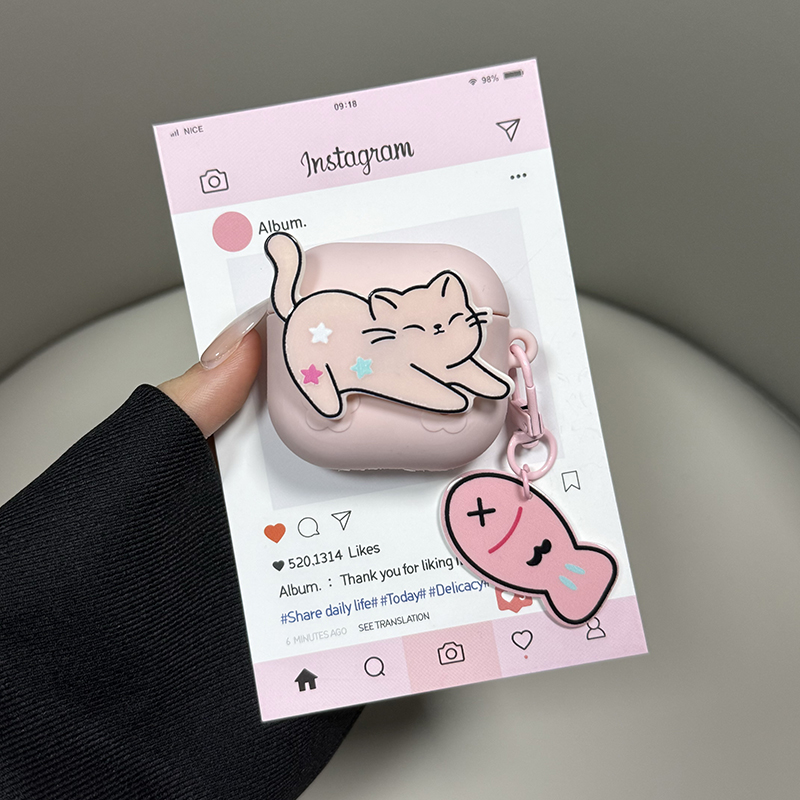 适用airpodspro2保护套airpods4苹果耳机保护壳aipods二代airpod蓝牙硅胶耳机套壳ipod四三代pro2软壳3小猫咪